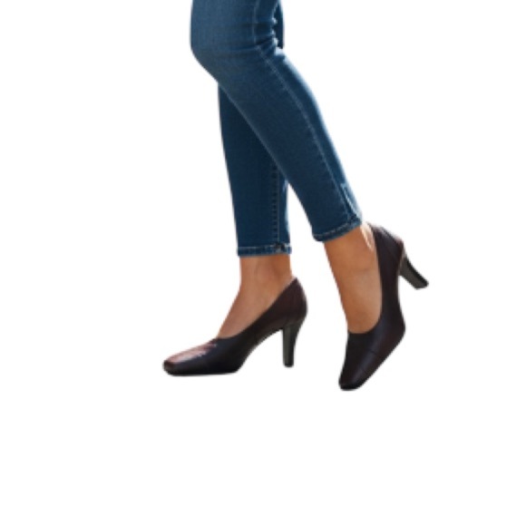 VINTAGE Y2K Spring Square Toe Pumps Wine Maroon Genuine Leather Shoes Heels 36 - Picture 1 of 13